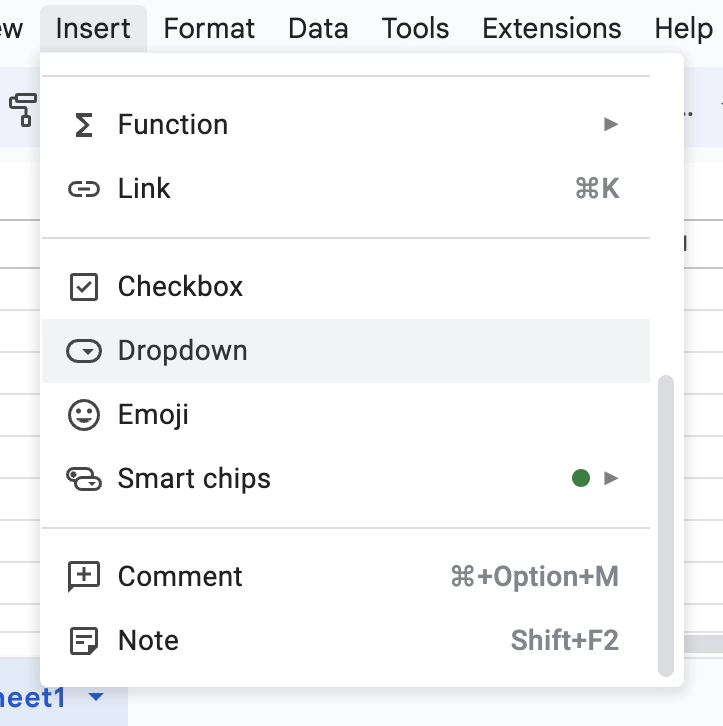 Create a dropdown from the main menu