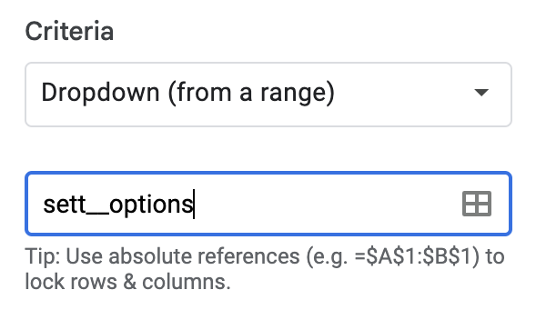 Dropdown from a named range