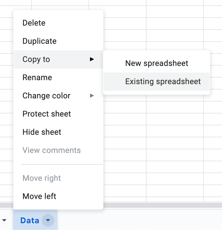 Copy a sheet to another spreadsheet