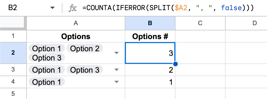 Count number of selected items