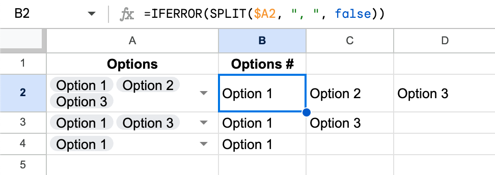 Split dropdown value into separate cells