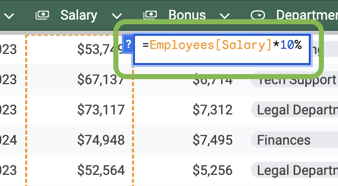 Table reference to a column outside a function